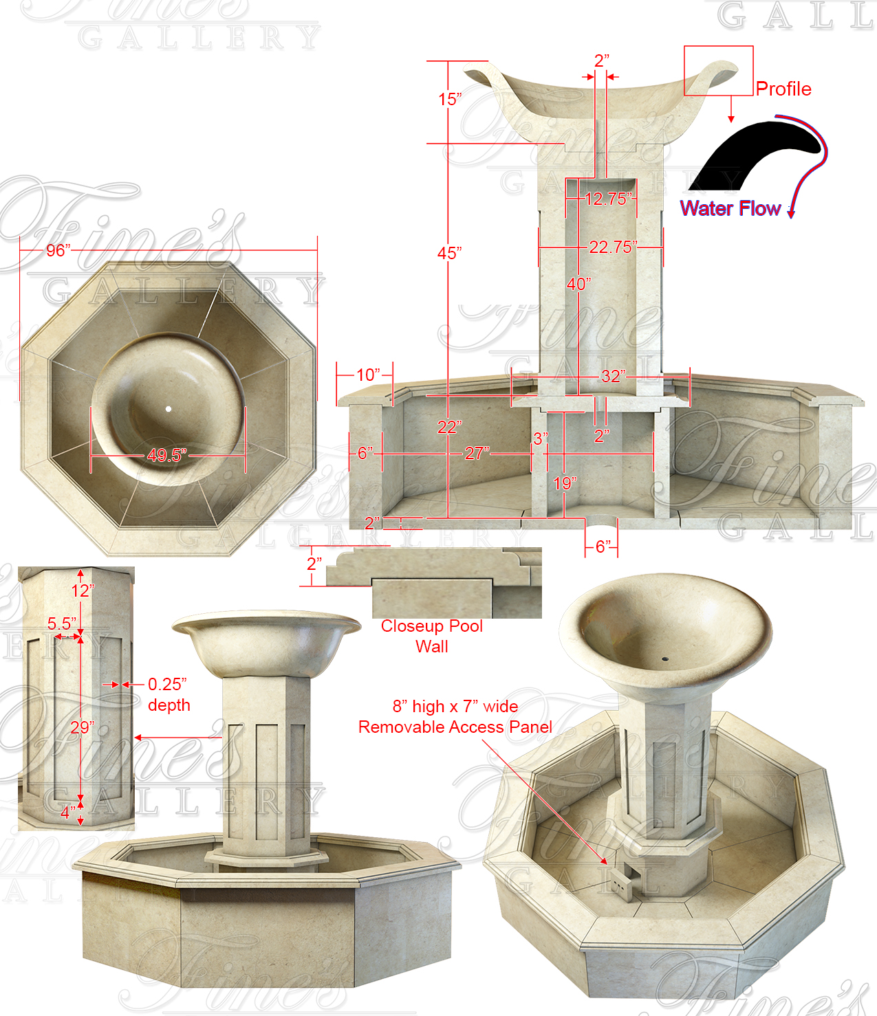 Marble Fountains  - Travertine Fountain - MF-1737