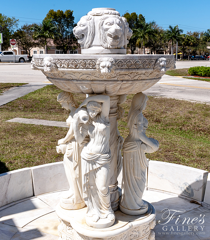 Marble Fountains  - Antique Style Ladies And Lions Fountain - MF-1751