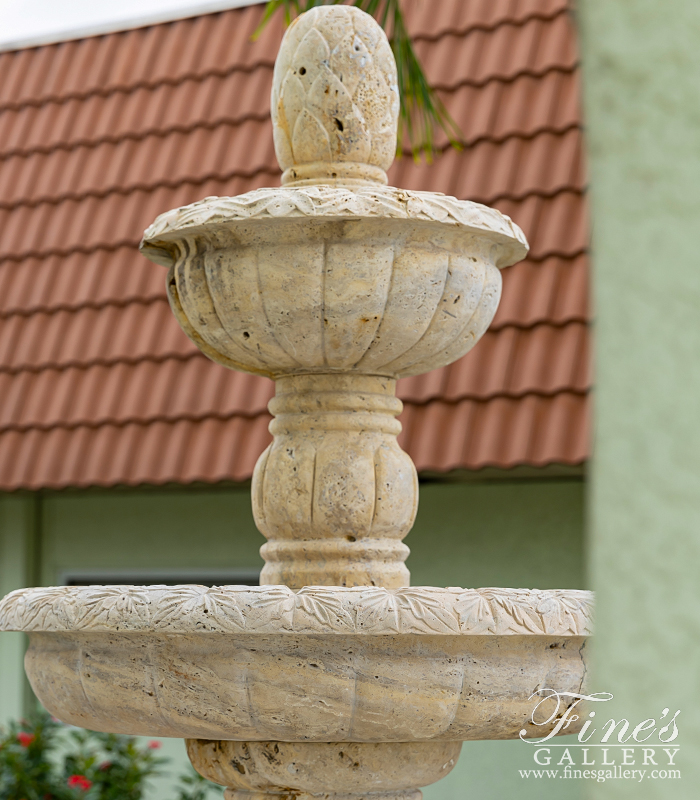 Marble Fountains  - Vintage Collection - Tiered Fountain In Light Travertine - MF-1754