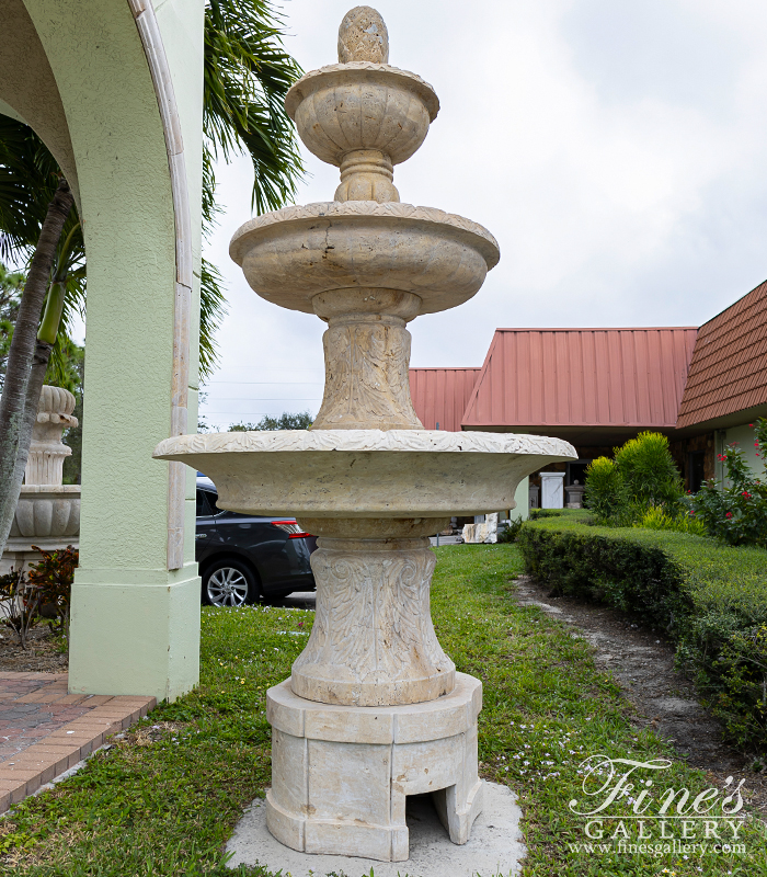 Marble Fountains  - Vintage Collection - Tiered Fountain In Light Travertine - MF-1754