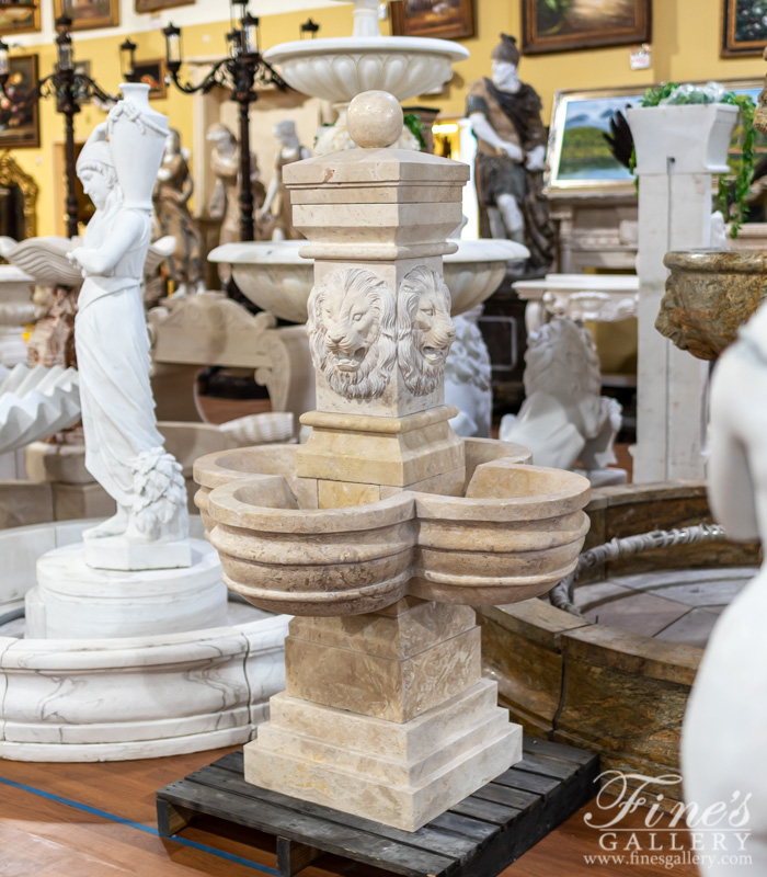 Marble Fountains  - Italian Villa Lion Heads Marble Fountain - MF-1761