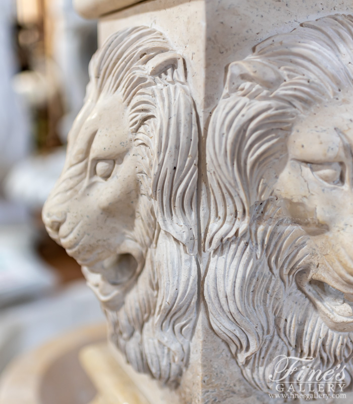 Marble Fountains  - Italian Villa Lion Heads Marble Fountain - MF-1761