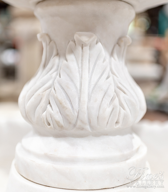 Marble Fountains  - White Marble Fountain With Elaborate Cornicopia Shell Pool Surround - MF-1782