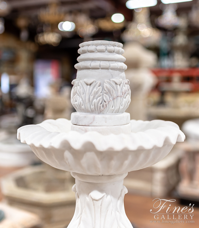 Marble Fountains  - White Marble Fountain With Elaborate Cornicopia Shell Pool Surround - MF-1782