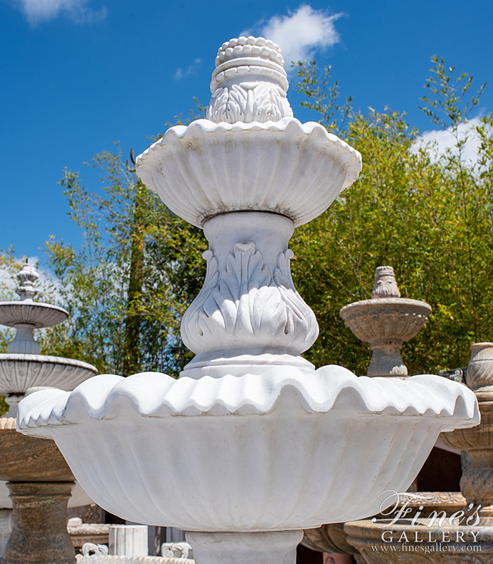 Marble Fountains  - Three Tiered Fountain In Statuary White Marble - MF-1788