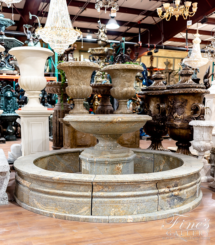 Marble Fountains  - One Tiered Antique Gold Granite Fountain With Polished Finish - MF-1822