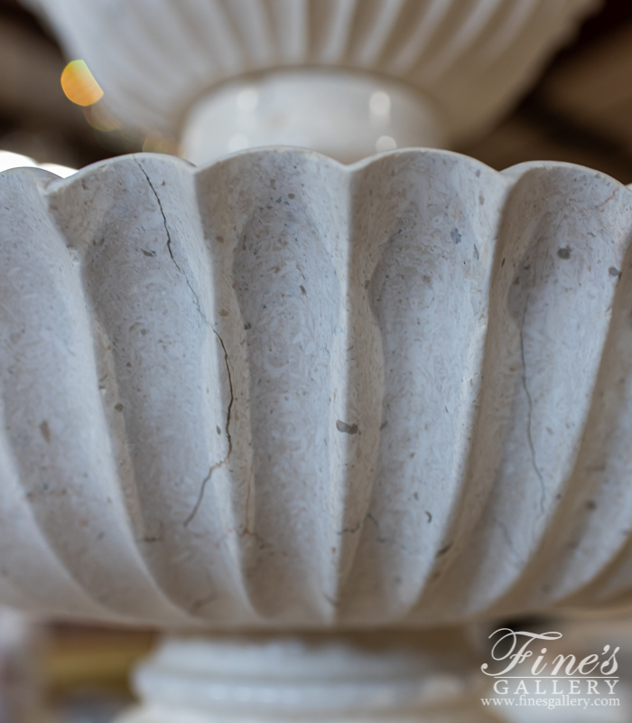 Marble Fountains  - Scalloped Cream Marble Fountain - MF-1832