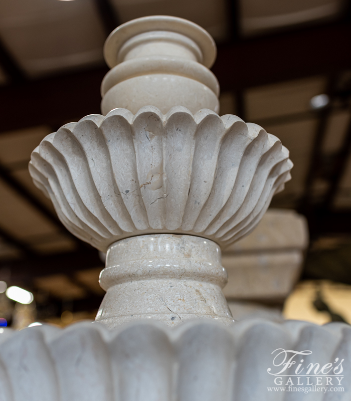 Marble Fountains  - Scalloped Cream Marble Fountain - MF-1832