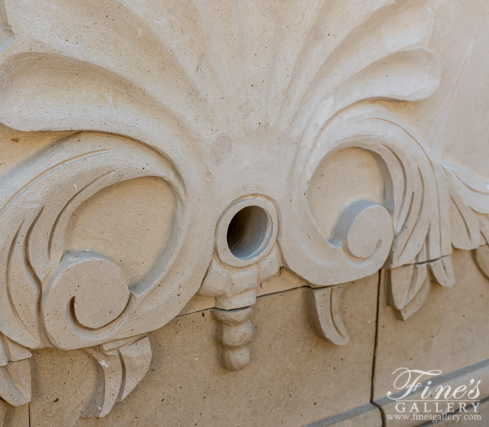 Marble Fountains  - Shell Motif Limestone Wall Fountain - MF-1834