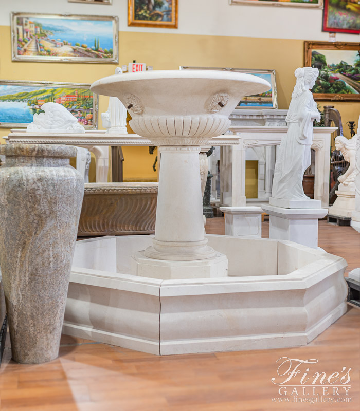 Marble Fountains  - Classic Cream Limestone Fountain Feature - MF-1848