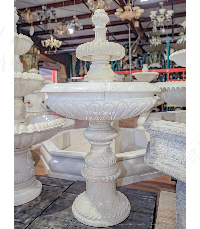 Marble Fountains  - Classic Cream Two Tiered Marble Fountain - MF-1865