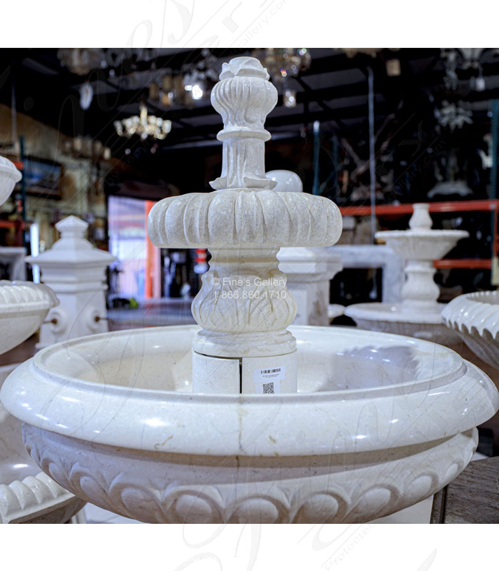 Marble Fountains  - Classic Cream Two Tiered Marble Fountain - MF-1865