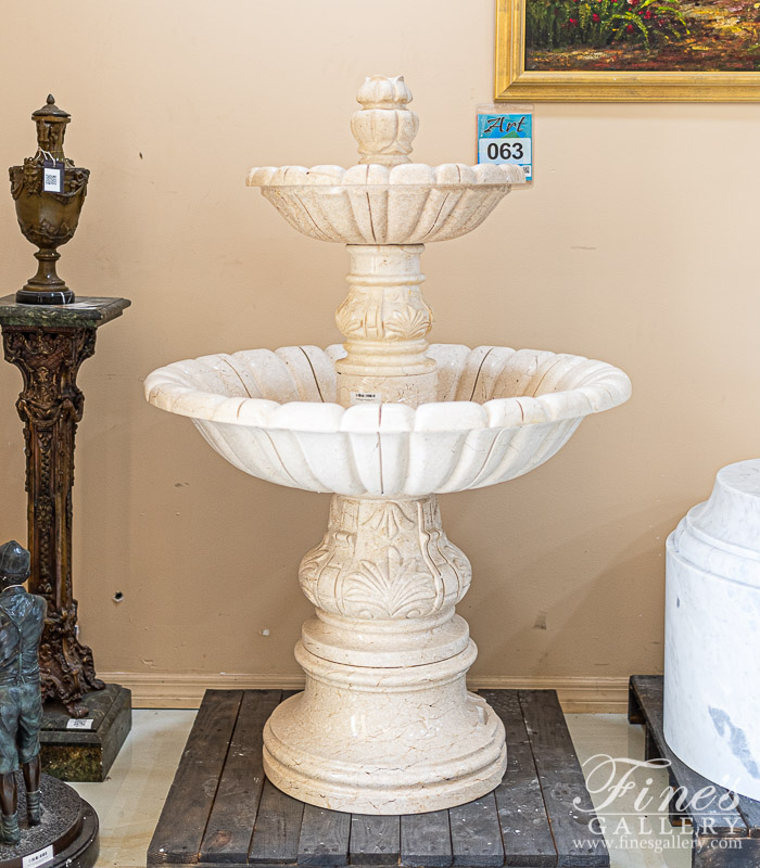 Marble Fountains  - Classic Cream Marble Courtyard Fountain - MF-1866