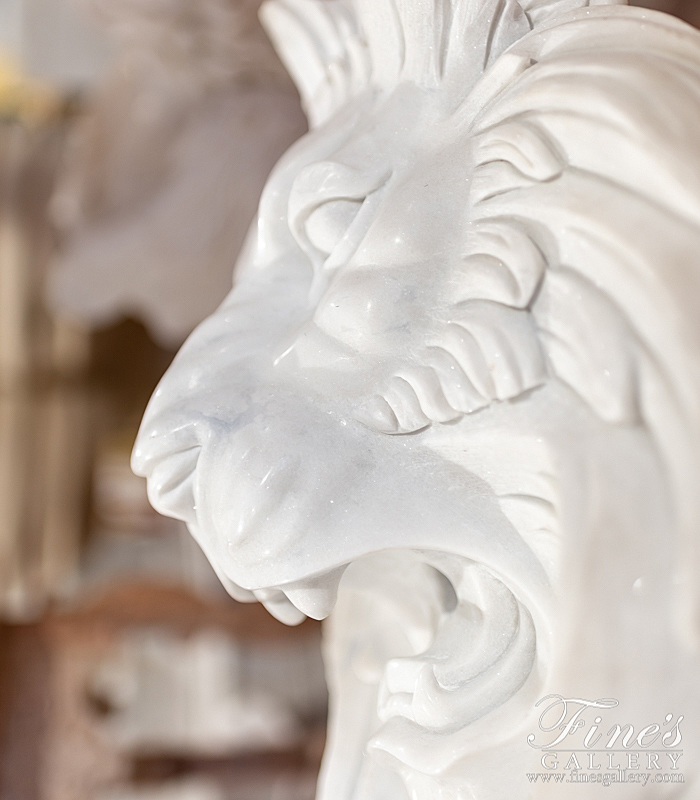 Marble Fountains  - Regal Pure White Marble Lion Head Fountain Feature ( Mountable ) - MF-1902