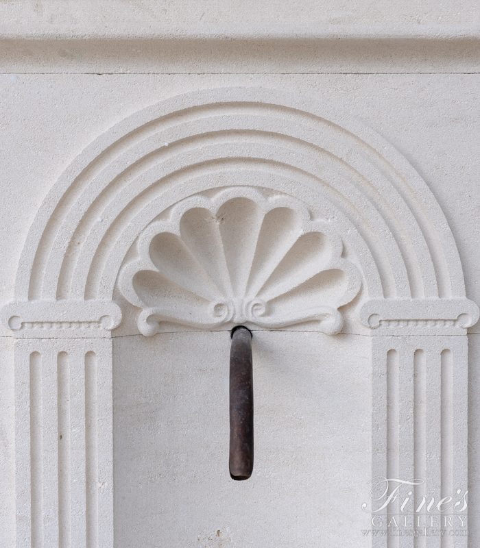 Search Result For Marble Fountains  - French Limestone Shell Motif Wall Fountain - MF-1908