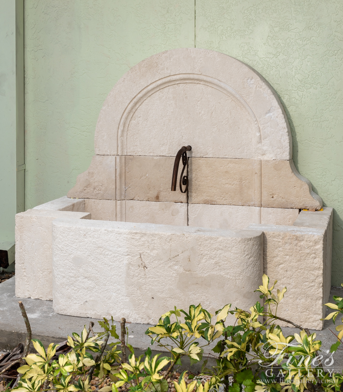 Marble Fountains  - Aged French Limestone Wall Fountain - MF-1940