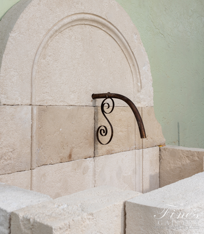 Marble Fountains  - Aged French Limestone Wall Fountain - MF-1940