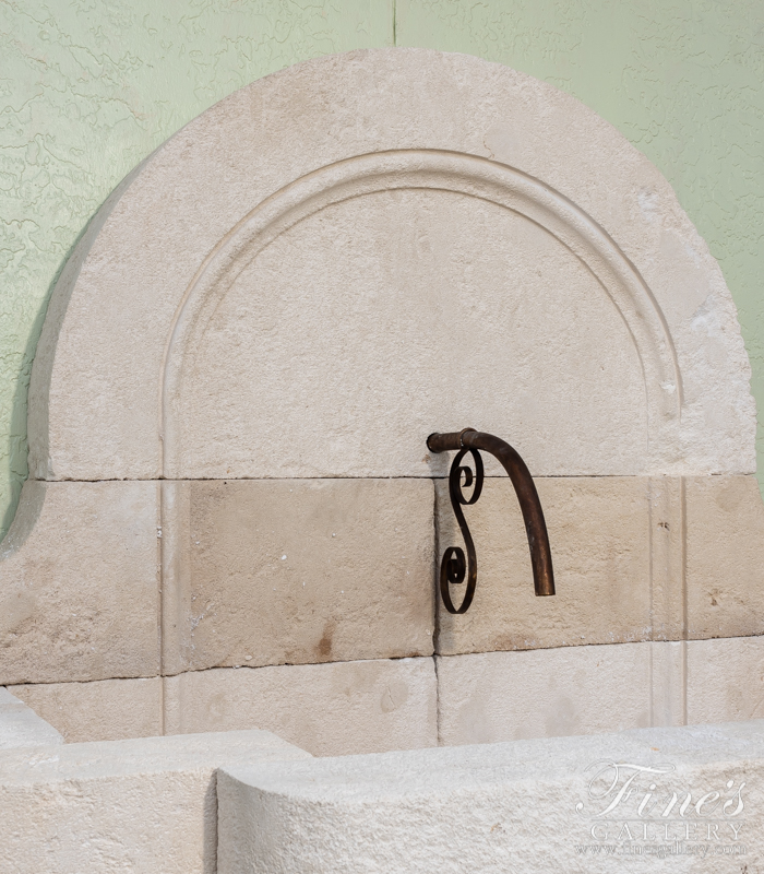 Marble Fountains  - Aged French Limestone Wall Fountain - MF-1940