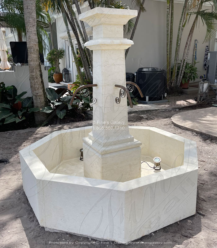 Marble Fountains  - Italian Perlino Marble Single Post Fountain - MF-1943