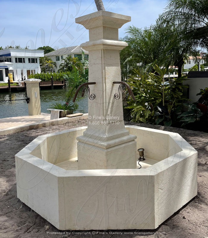 Marble Fountains  - Italian Perlino Marble Single Post Fountain - MF-1943