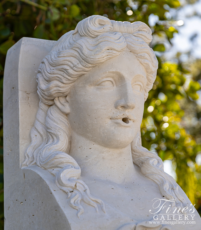 Marble Fountains  - Roman Lady Fountain In Hand Carved Italian Travertine - MF-1954