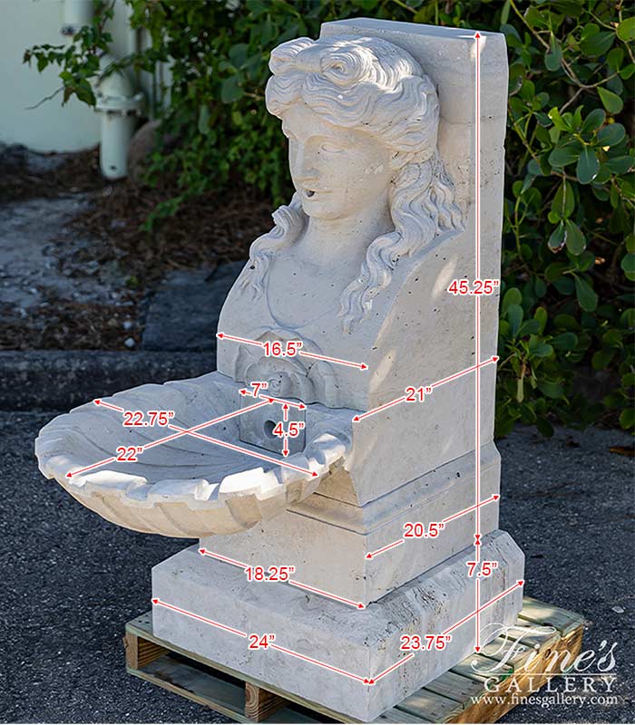 Marble Fountains  - Roman Lady Fountain In Hand Carved Italian Travertine - MF-1954