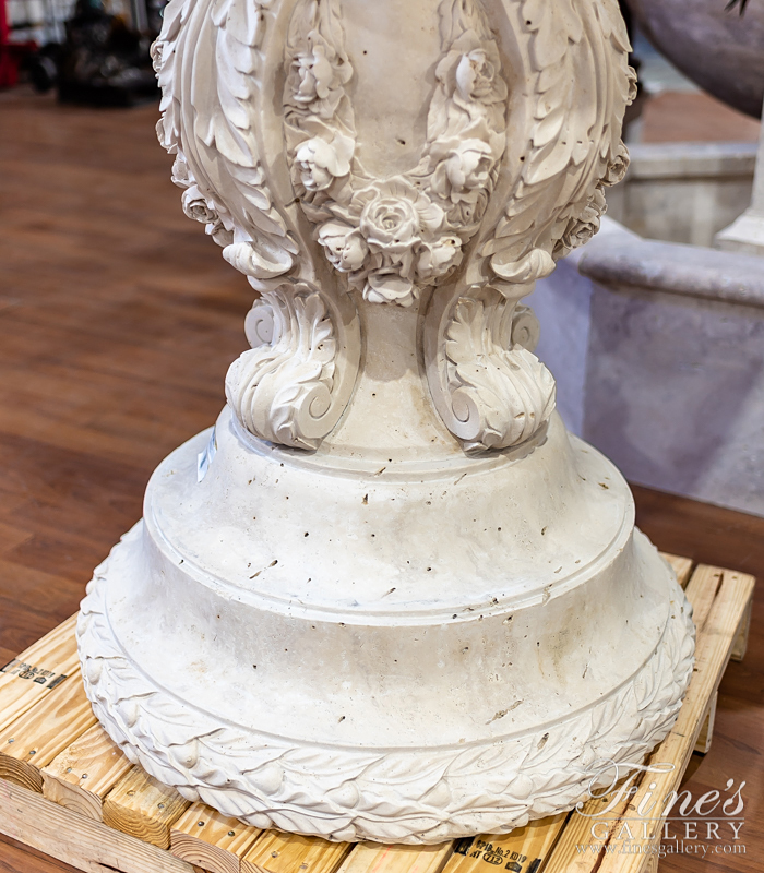 Marble Fountains  - Floral Garland Fountain In Roman Travertine - MF-1955