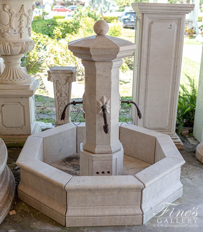Marble Fountains  - French Country Single Post Fountain In Travertine - MF-1998