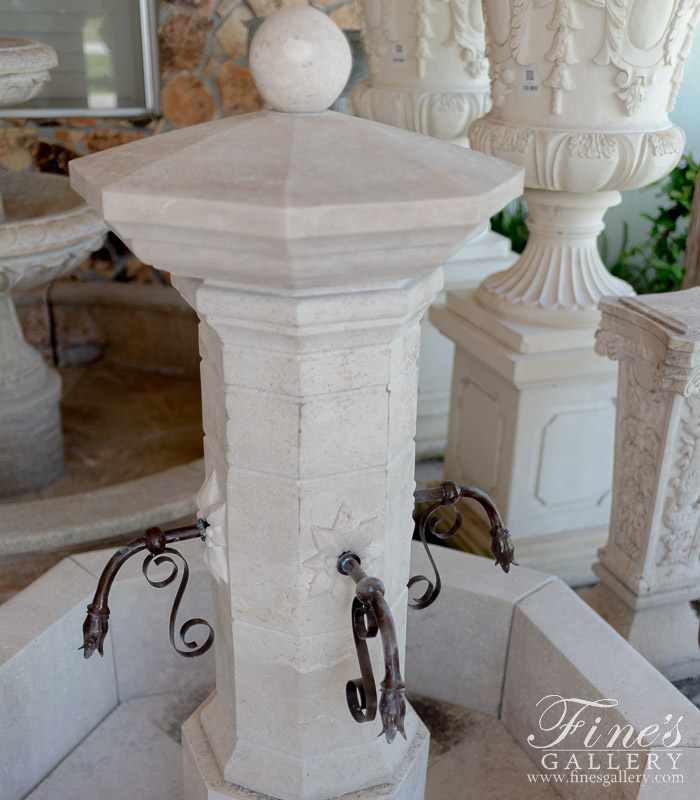 Marble Fountains  - French Country Single Post Fountain In Travertine - MF-1998