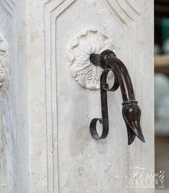 Marble Fountains  - French Country Single Post Fountain In Travertine - MF-2000