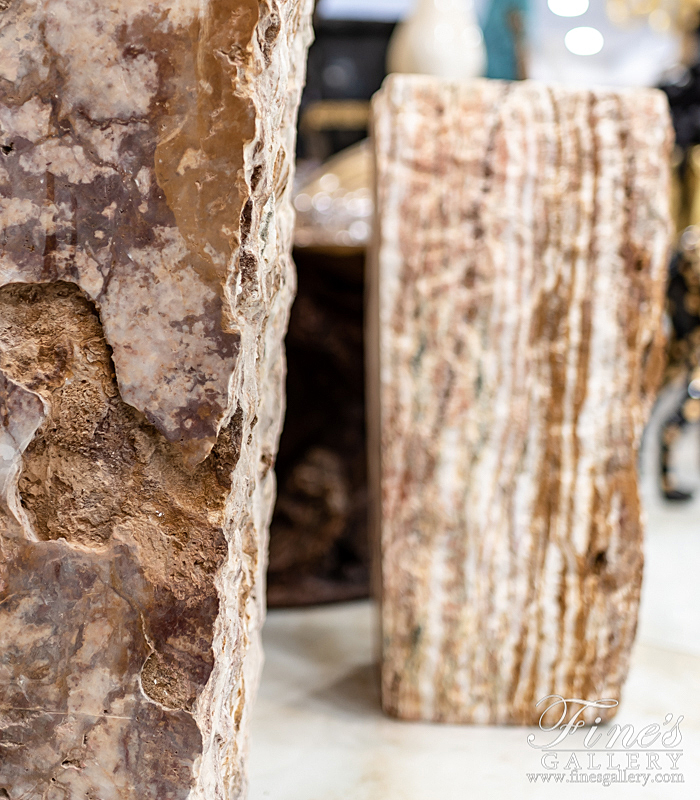 Marble Fountains  - Triple Pillar Stone Fountain In Rare Natural Stone - MF-2019