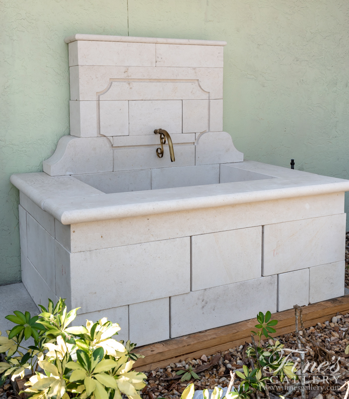 Marble Fountains  - French Limestone Countryside Wall Fountain - MF-2024