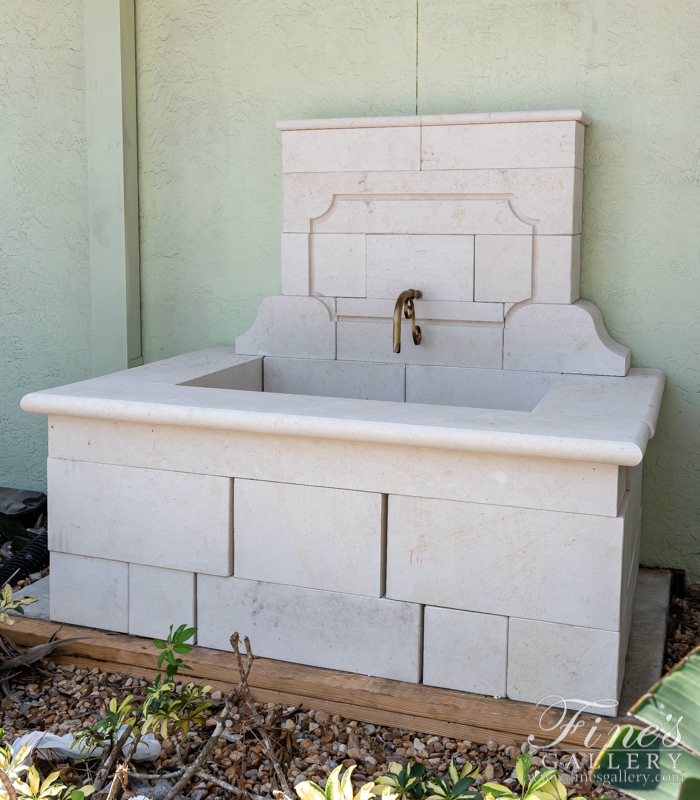 Marble Fountains  - French Limestone Countryside Wall Fountain - MF-2024