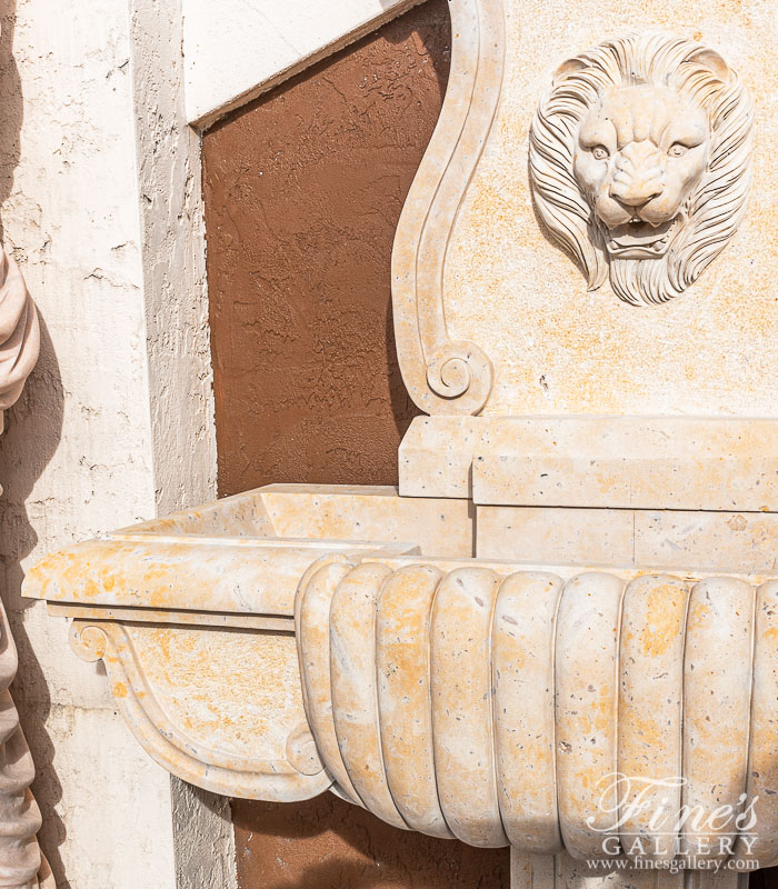 Marble Fountains  - Old World Style Wall Fountain With Majestic Lion Head  - MF-2048