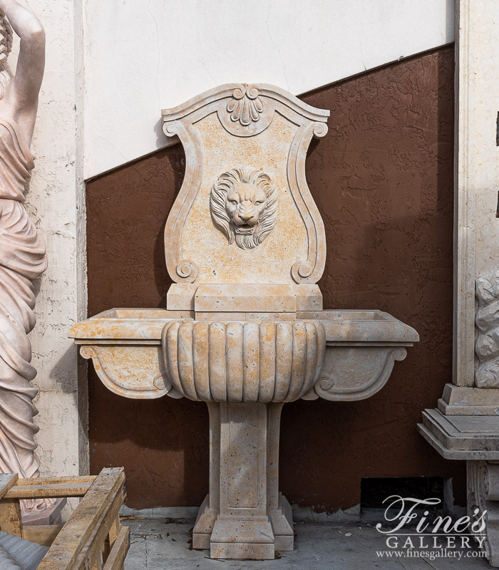 Marble Fountains  - Old World Style Wall Fountain With Majestic Lion Head  - MF-2048