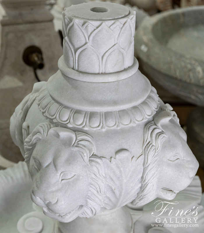 Marble Fountains  - Lion Head Themed Fountain In A White Marble - MF-2051