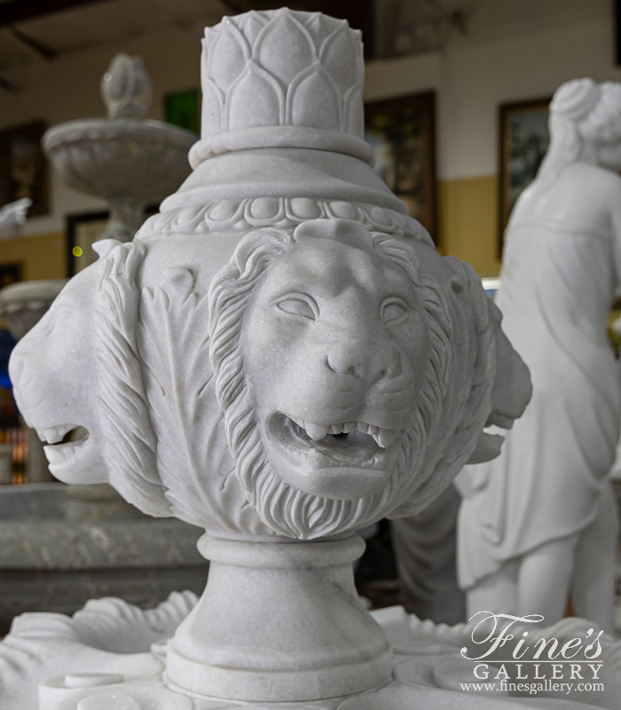 Marble Fountains  - Lion Head Themed Fountain In A White Marble - MF-2051