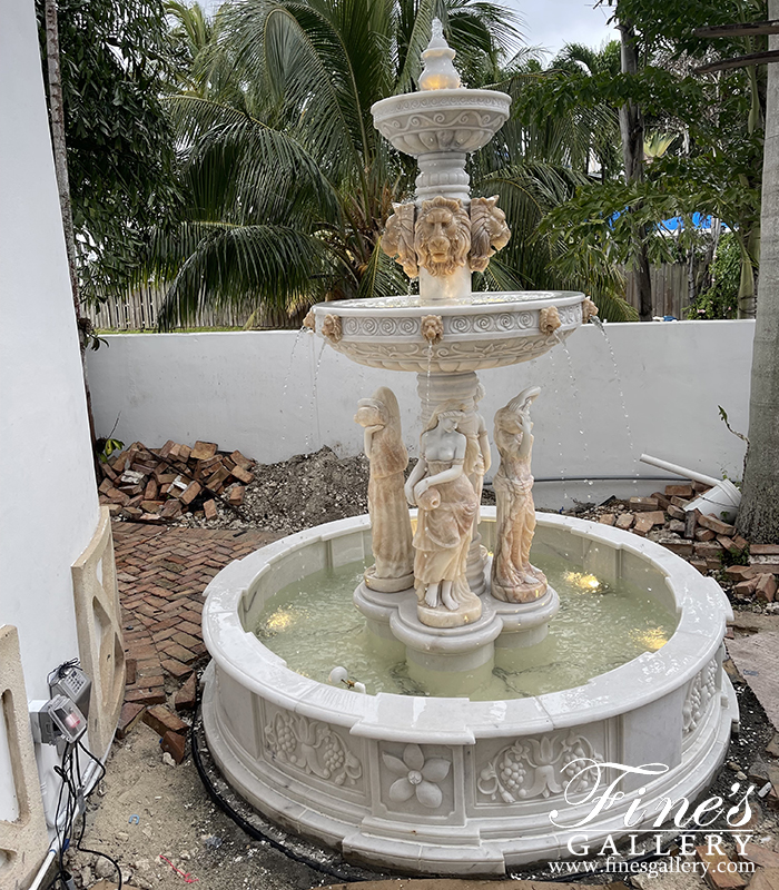 Marble Fountains  - Multicolored Marble And Onyx Greco Roman Fountain - MF-2068