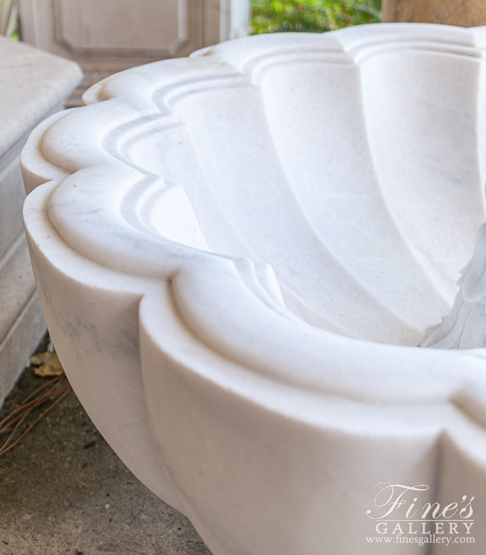 Marble Fountains  - Single Tier White Marble Garden Fountain - MF-2081