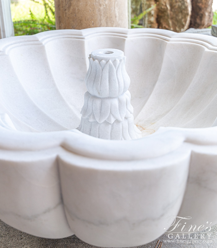 Marble Fountains  - Single Tier White Marble Garden Fountain - MF-2081