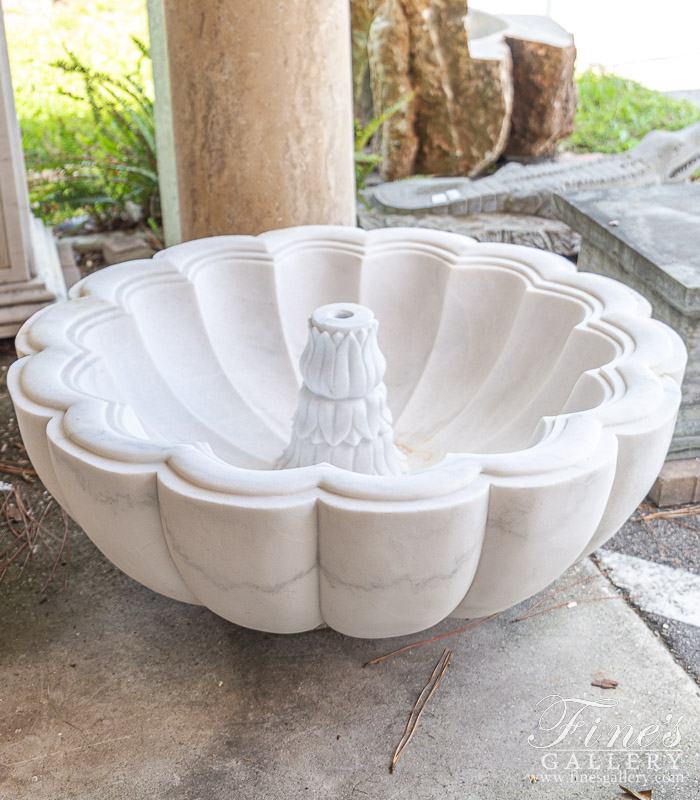 Marble Fountains  - Single Tier White Marble Garden Fountain - MF-2081