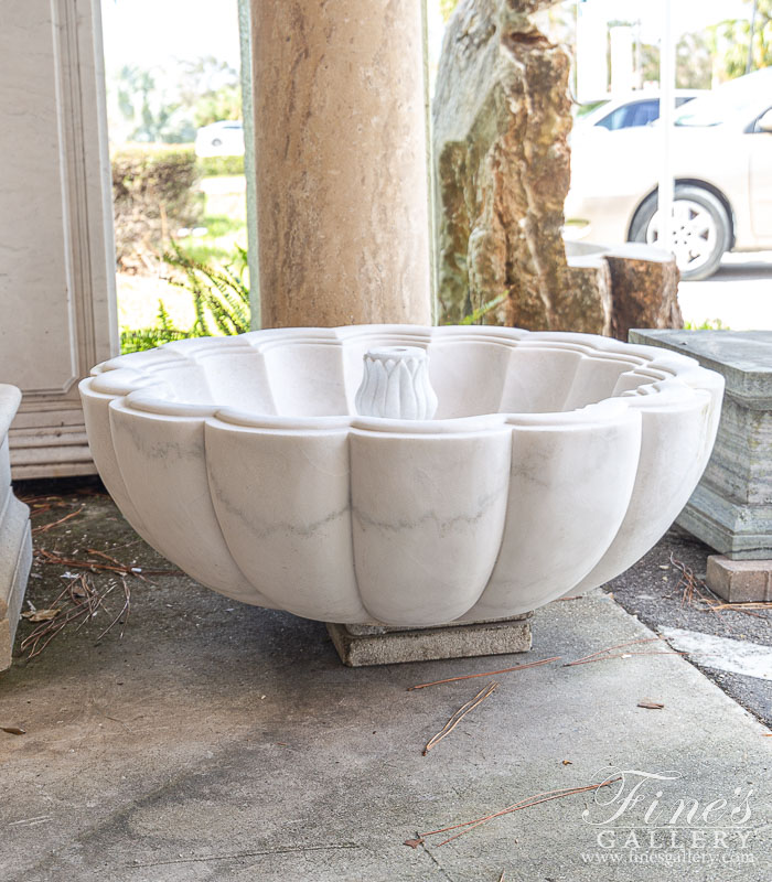 Marble Fountains  - Single Tier White Marble Garden Fountain - MF-2081