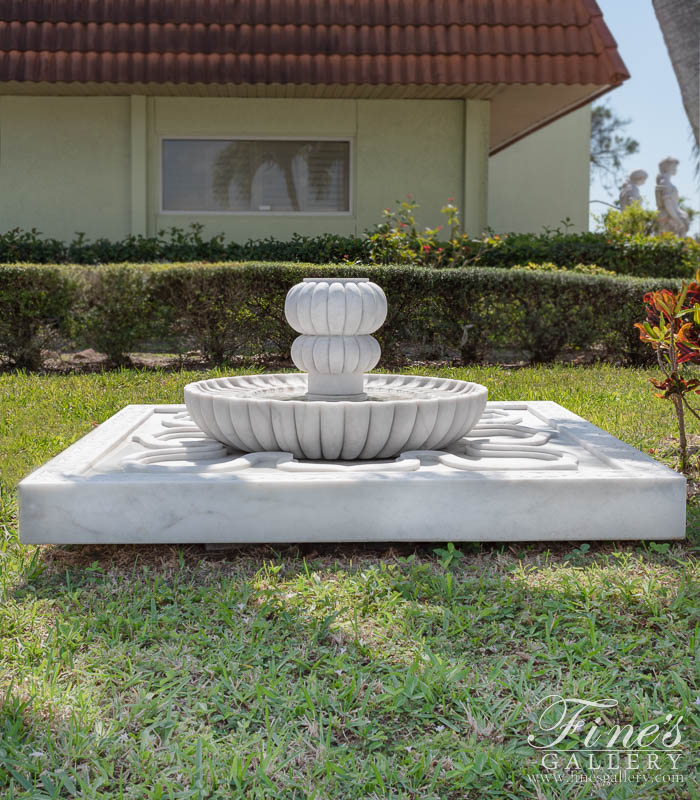 Marble Fountains  - Ornately Carved Marble Garden Fountain - MF-2097