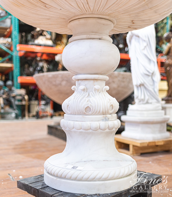 Marble Fountains  - Stunning Hand Carved 2 Tiered Statuary Marble Fountain - MF-2105