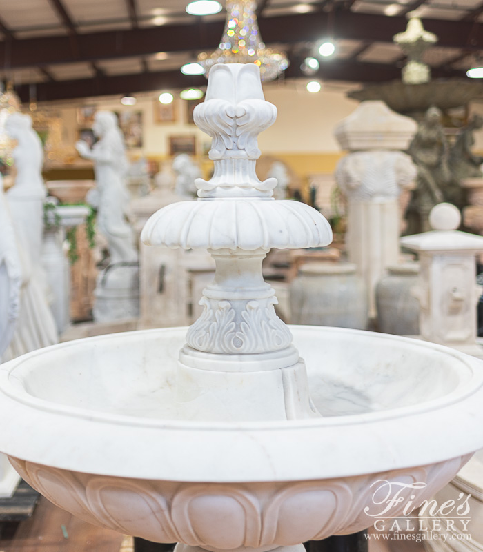 Marble Fountains  - Stunning Hand Carved 2 Tiered Statuary Marble Fountain - MF-2105