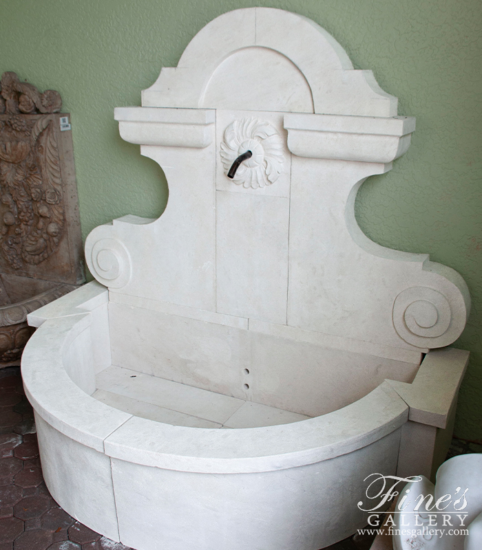 Marble Fountains  - Old World Wall Fountain In French Limestone - MF-2110