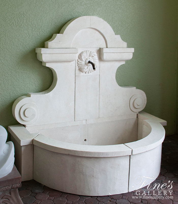 Marble Fountains  - Old World Wall Fountain In French Limestone - MF-2110