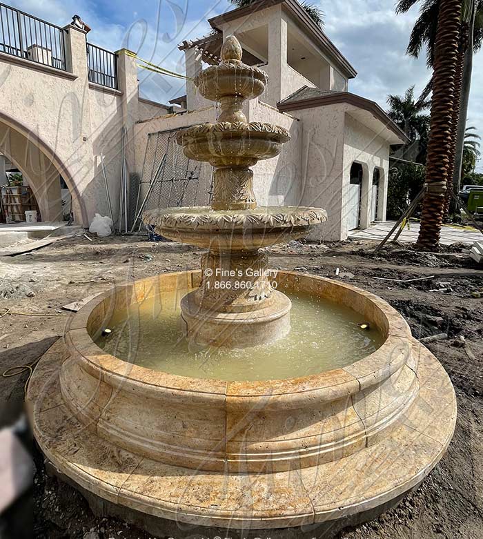 Marble Fountains  - Three Tiered Light Travertine Fountain - MF-2111