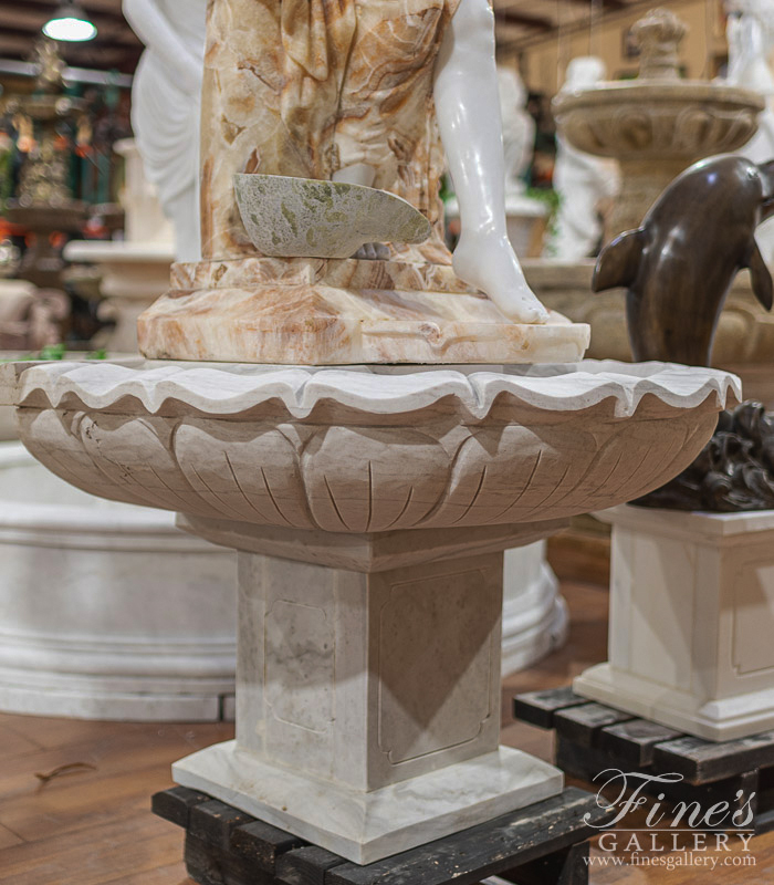 Marble Fountains  - Victorian Lady Marble Fountain In Statuary White Marble And Onyx - MF-2116