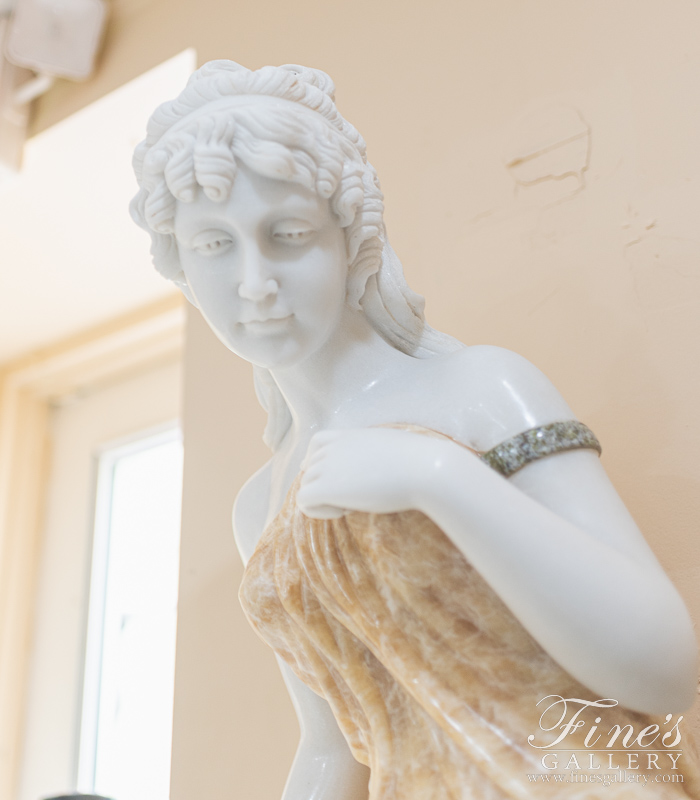 Marble Fountains  - Victorian Lady Marble Fountain In Honey Onyx - MF-2118
